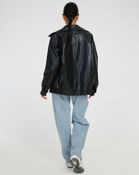 Oversized Loose Leather Women's Jacket – Yara-Brown-XS-State of Style