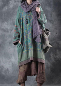 Oversized Midi Dress with Crew Neck – Ameline-State of Style