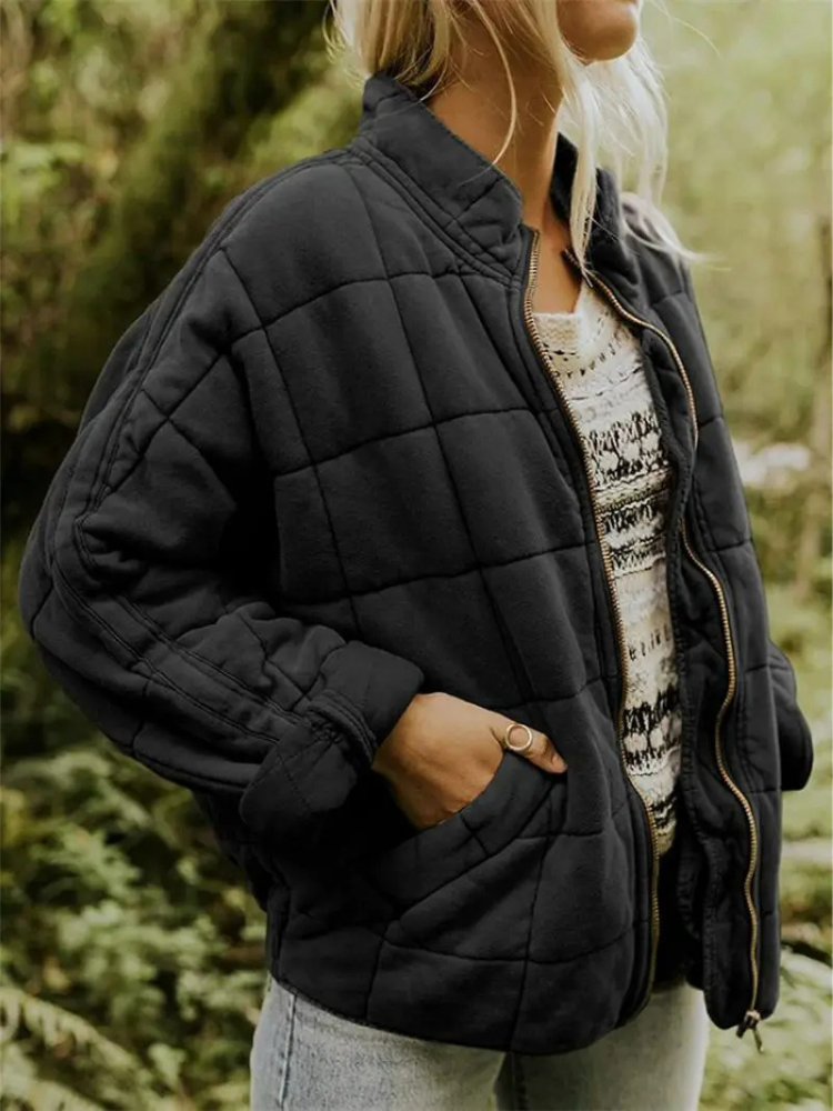 Oversized Padded Intermediate Jacket - Eliza-Black-S-State of Style