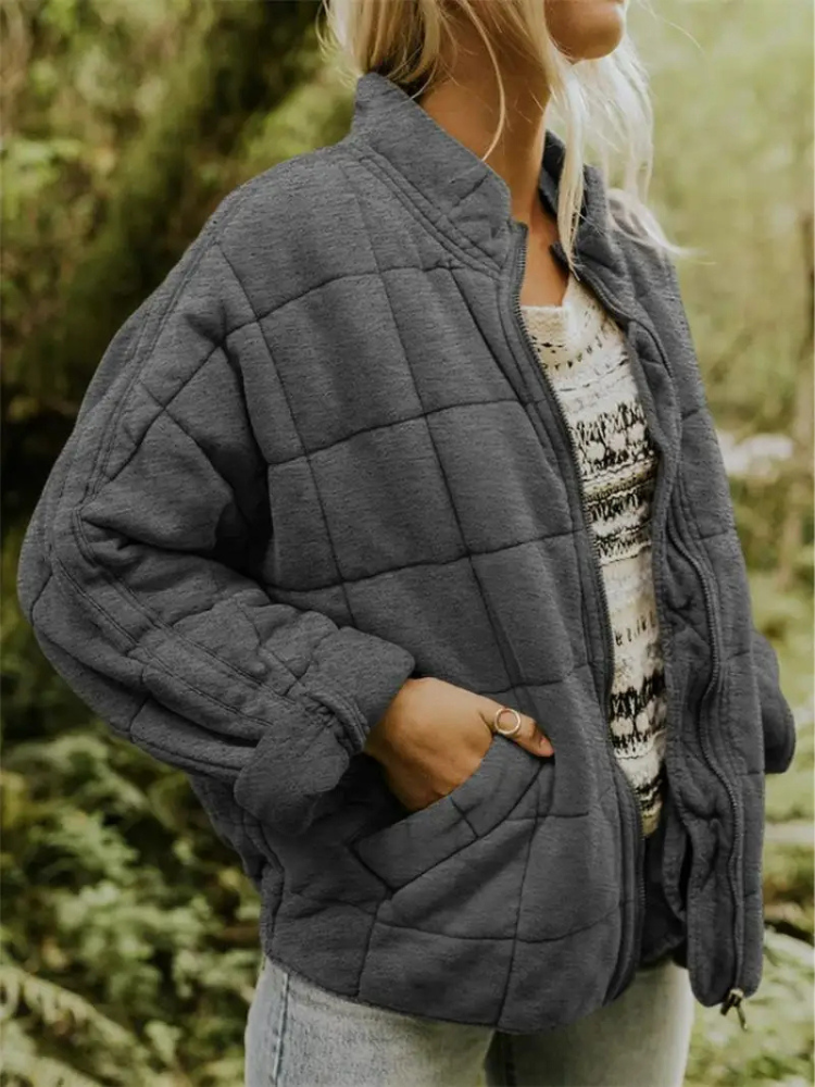 Oversized Padded Intermediate Jacket - Eliza-Dark Grey-S-State of Style