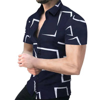 Oversized Striped Hawaiian Summer Shirt – Casual & Floral-Blue & White-2XL-State of Style