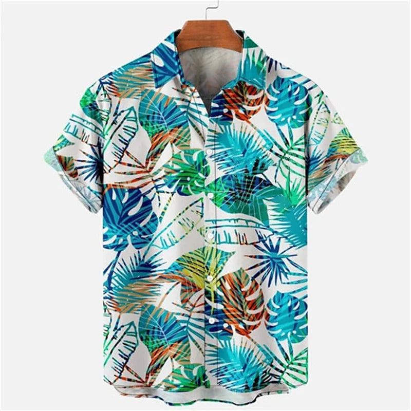 Oversized Top with Spring or Summer Island Print-Multicoloured-2XL-State of Style