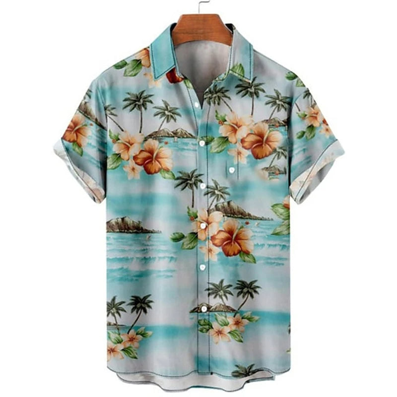 Oversized Top with Spring or Summer Island Print-Nature-2XL-State of Style