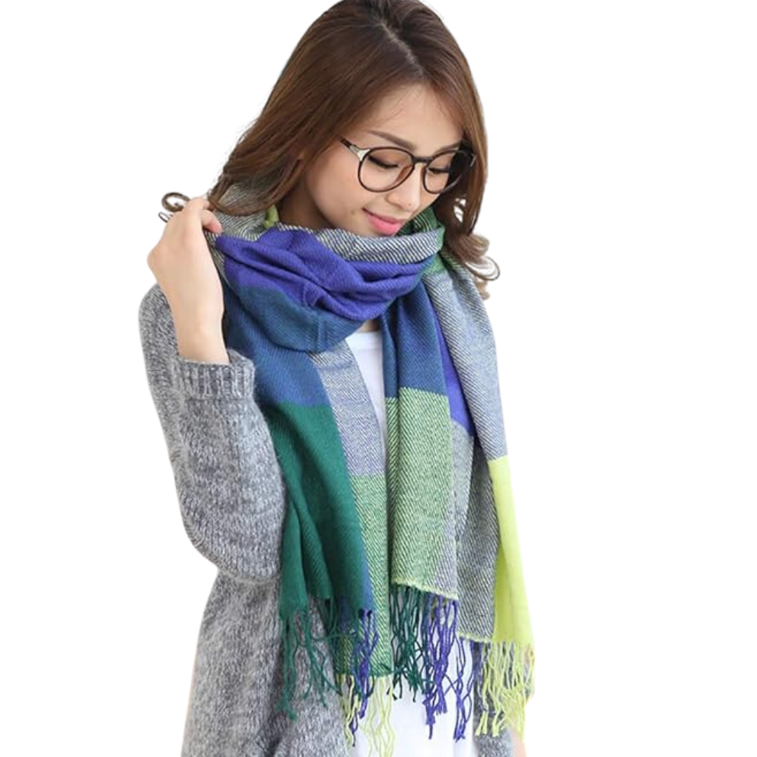 Oversized Winter Scarf - CozyPlaid-Black Red-State of Style