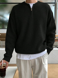 Oversized Zip-Up Jumper for Men - Havron-Black-S-State of Style