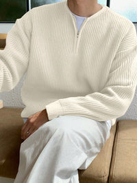 Oversized Zip-Up Sweater for Men - Havron-White-S-State of Style