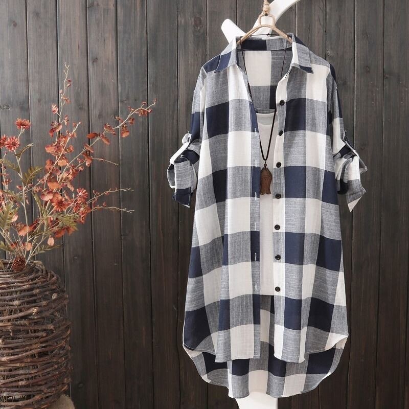 OversizedShirt – Relaxed Fit Women's Blouse with Modern Style-Black and White Checkered-S-State of Style
