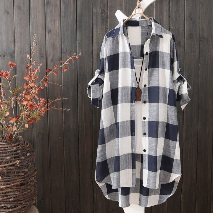 OversizedShirt – Relaxed Fit Women's Blouse with Modern Style-Black and White Checkered-S-State of Style