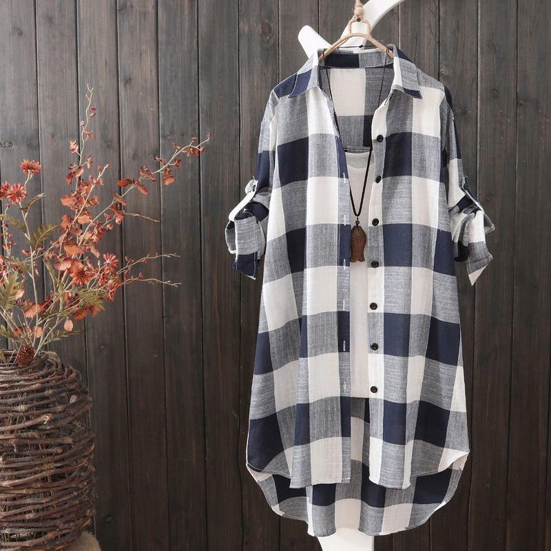 OversizedShirt – Relaxed Fit Women's Blouse with Modern Style-Blue White Checkered-S-State of Style