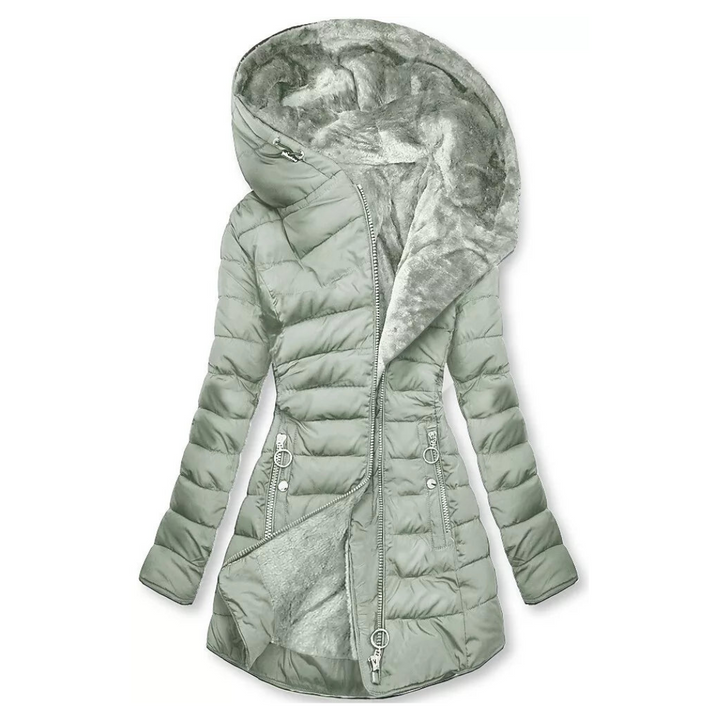 Padded Waterproof Ladies Winter Coat – Freja-Light green-S-State of Style