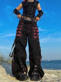 Pants for Women | Stylish, Comfortable & Versatile-Red/Black-S-State of Style