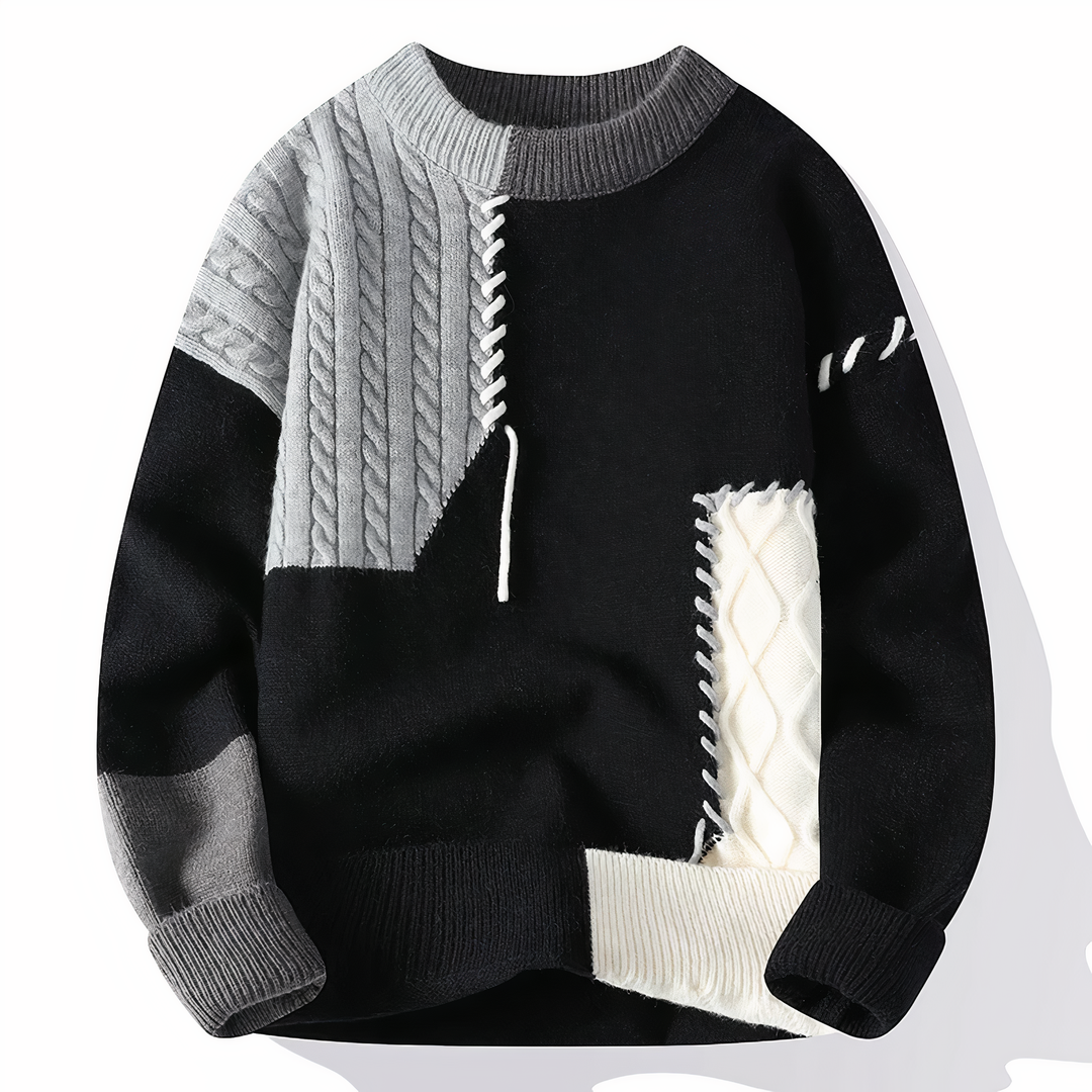 Patchwork Men's Sweater - Jasper-Black Grey-XS-State of Style