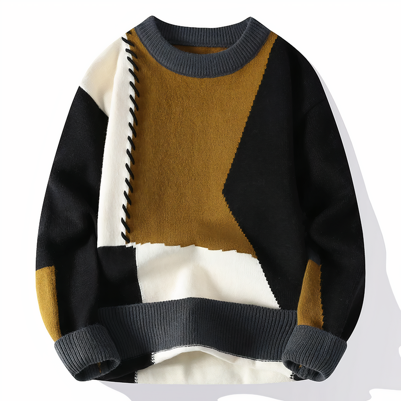Patchwork Men's Sweater - Jasper-Black Yellow-XS-State of Style