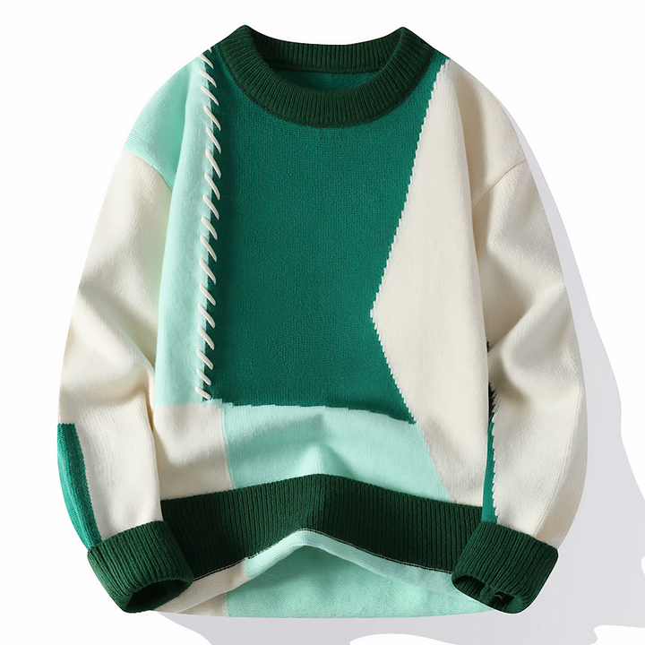 Patchwork Men's Sweater - Jasper-White Green-XS-State of Style
