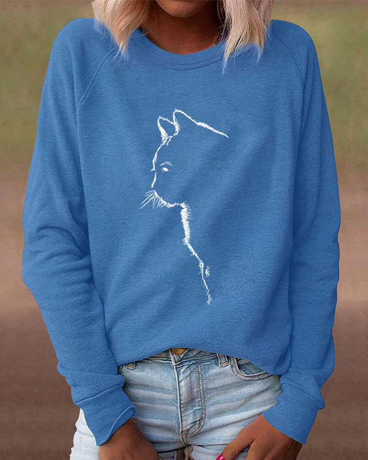 Paws Sweatshirt with Cat Print-Black-S-State of Style