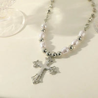 PEARL CROSS PENDANT NECKLACE | Elegant Women's Jewellery | Timeless Design-State of Style