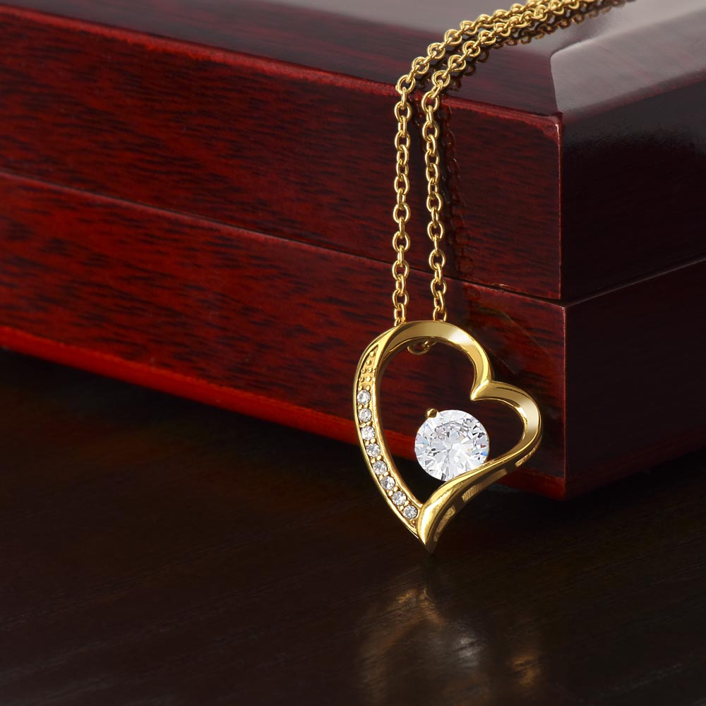 Pendant Necklace with Heart-Shaped Zirconia Stone - Ella-14k White Gold-Standard-State of Style