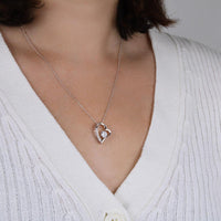 Pendant Necklace with Heart-Shaped Zirconia Stone - Ella-14k White Gold-Standard-State of Style