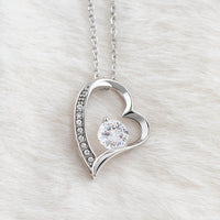 Pendant Necklace with Heart-Shaped Zirconia Stone - Ella-14k White Gold-Standard-State of Style