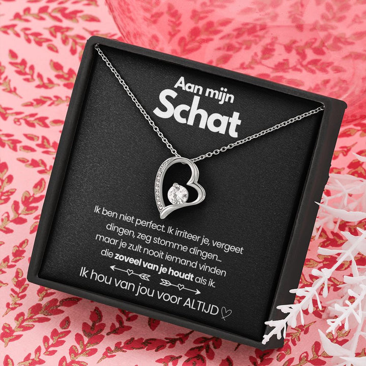 Pendant Necklace with Heart-Shaped Zirconia Stone - Esmée-14k White Gold-Standard-State of Style