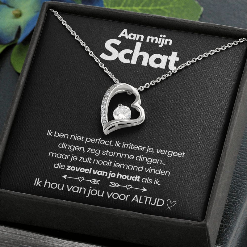 Pendant Necklace with Heart-Shaped Zirconia Stone - Esmée-14k White Gold-Standard-State of Style