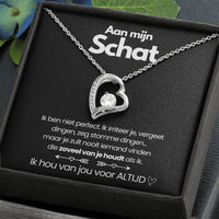 Pendant Necklace with Heart-Shaped Zirconia Stone - Esmée-14k White Gold-Standard-State of Style