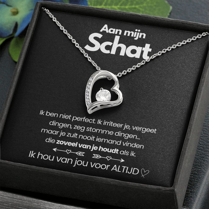 Pendant Necklace with Heart-Shaped Zirconia Stone - Esmée-14k White Gold-Standard-State of Style