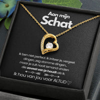Pendant Necklace with Heart-Shaped Zirconia Stone - Esmée-14k White Gold-Standard-State of Style