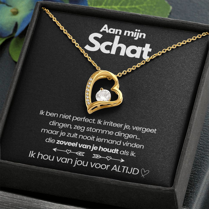 Pendant Necklace with Heart-Shaped Zirconia Stone - Esmée-14k White Gold-Standard-State of Style