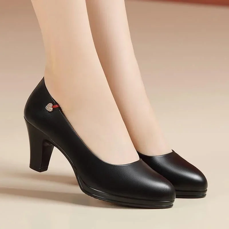 Petal Pusher Pumps – Chic Black Patent Leather Slip-On Shoes-Black-6.5 (23.5cm)-State of Style