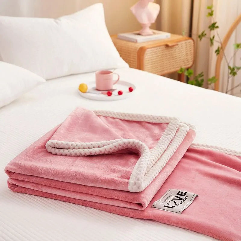 Pink Flannel Fleece Blanket - BlushCozy-Pink-70x100cm-State of Style