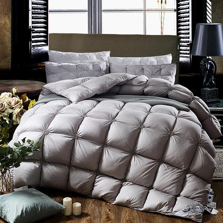 Piped Duvet made of 100% Goose Down - PlumeLux-Grey-200x230cm 3kg-State of Style