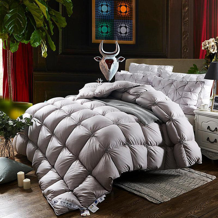 Piped Duvet made of 100% Goose Down - PlumeLux-Grey-200x230cm 3kg-State of Style