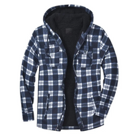 Plaid Men's Jacket with Hood - Mason-Blue-M-State of Style