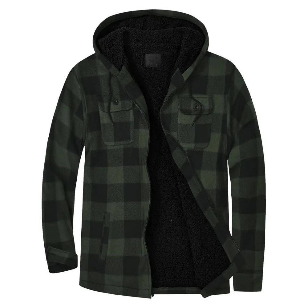 Plaid Men's Jacket with Hood - Mason-Green-M-State of Style