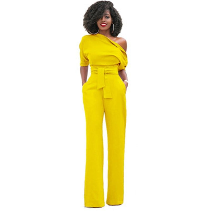 Plain Bodycon Women's Jumpsuit - Sofia-Yellow-S-State of Style