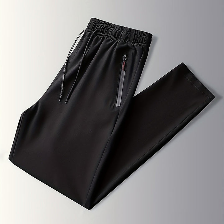 Plain Jogging Trousers with Zip Details - Milan-Black-XS-State of Style