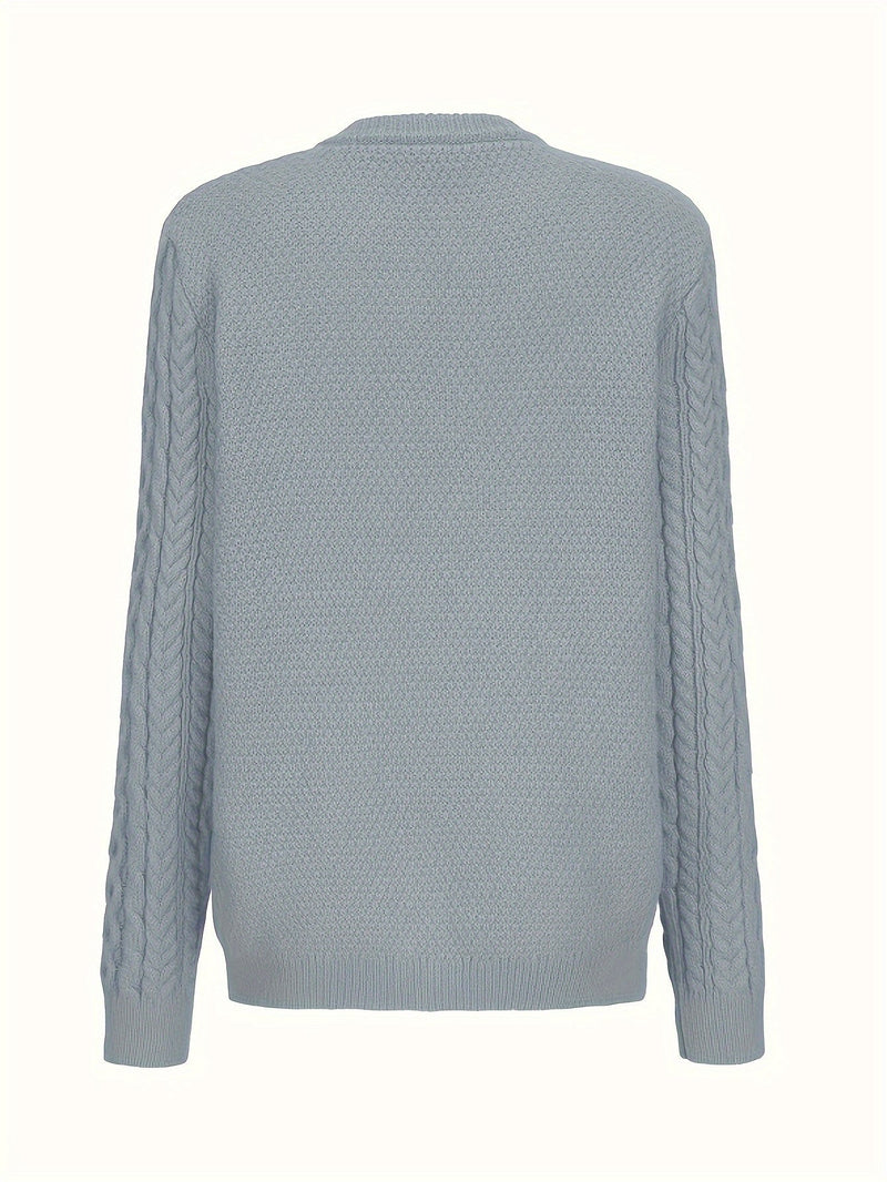 Plain Knitted Cardigan with Buttons and Pockets – Olivia-Blue-S-State of Style