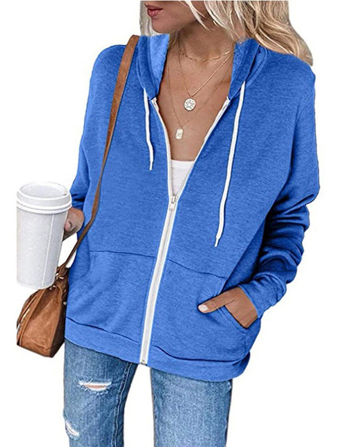 Plain Ladies Jacket with Pockets - Emma-Blue-S-State of Style