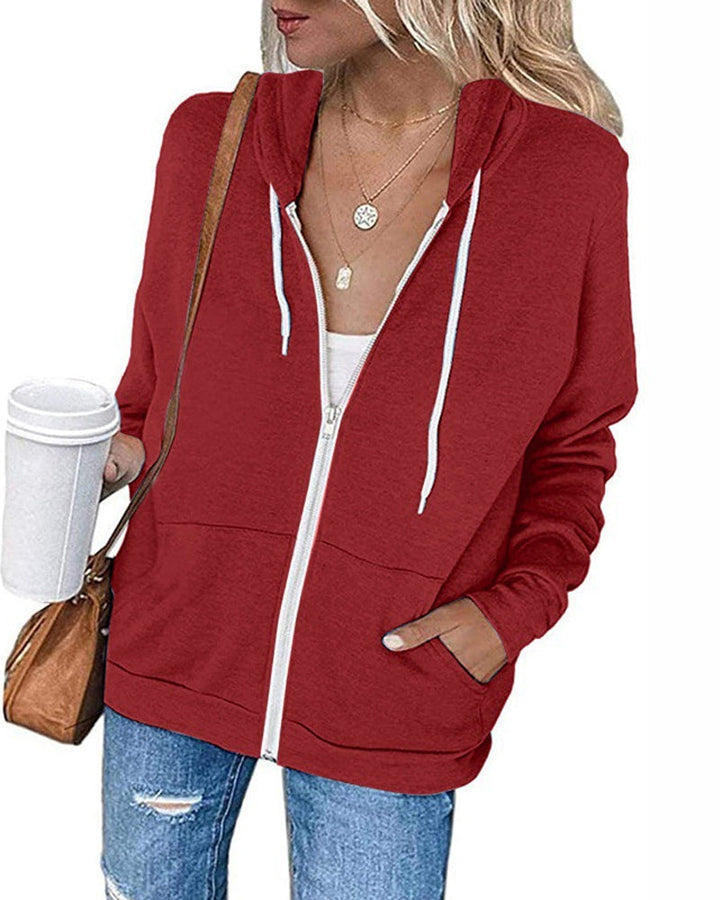 Plain Ladies Jacket with Pockets - Emma-Red-S-State of Style