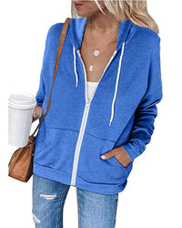 Plain Women's Hoodie with Pockets - Emma-Blue-S-State of Style