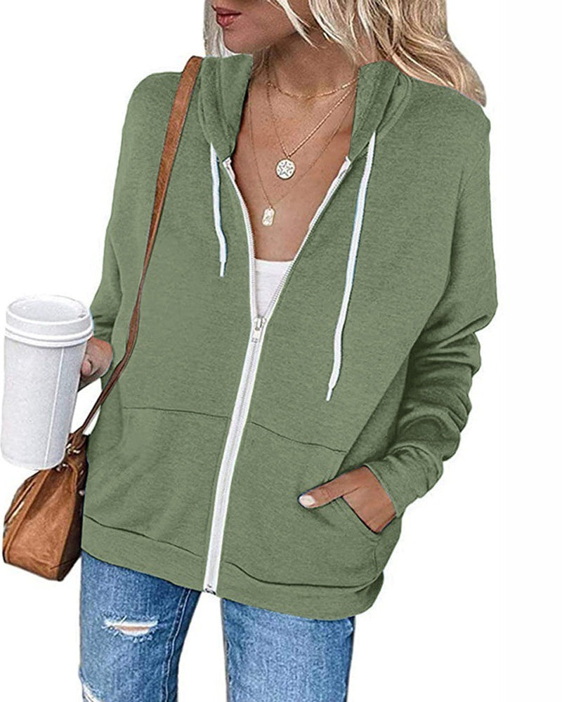 Plain Women's Hoodie with Pockets - Emma-Green-S-State of Style