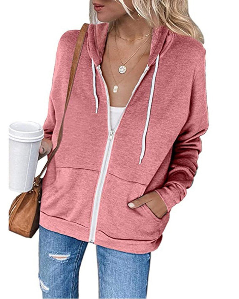 Plain Women's Hoodie with Pockets - Emma-Pink-S-State of Style