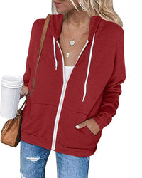Plain Women's Hoodie with Pockets - Emma-Red-S-State of Style