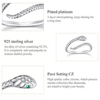 Platinum Reptile Ring | Green Zircon Spiral-Silver-State of Style