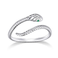 Platinum Reptile Ring | Green Zircon Spiral-Silver-State of Style