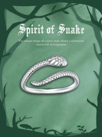 Platinum Reptile Ring | Green Zircon Spiral-Silver-State of Style
