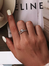 Platinum Reptile Ring | Green Zircon Spiral-Silver-State of Style