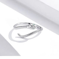 Platinum Reptile Ring | Green Zircon Spiral-Silver-State of Style