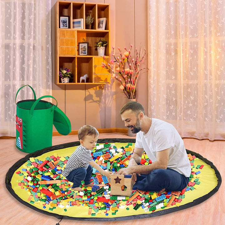Play mat & Storage basket in one - Lino-Dinosaur White-State of Style